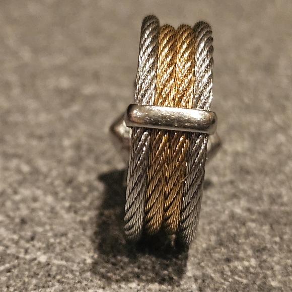 ALOR TWO TONE CABLE/18 KT  DIAMOND RING - Picture 5 of 5